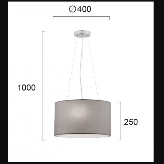 BRISTOL 3ΦΩΤΟ ΚΡΕΜΑΣΤΟ ΦΩΤΙΣΤΙΚΟ ΥΦΑΣΜΑ ΓΚΡΙ Φ40xH100cm