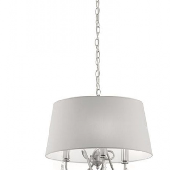 ELLARIA 3/Φωτο Μεταλλικό Φωτιστικό με Αμπαζούρ σε Γκρί χρώμα 120xΦ450