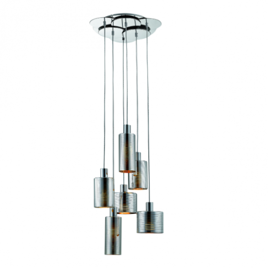 CHARLOTTE 6ΦΩΤΟ ΚΡΕΜΑΣΤΟ ΦΩΤΙΣΤΙΚΟ ΓΥΑΛΙ ΓΚΡΙ 48xH147cm