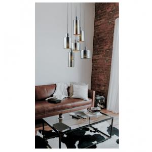 CHARLOTTE 6ΦΩΤΟ ΚΡΕΜΑΣΤΟ ΦΩΤΙΣΤΙΚΟ ΓΥΑΛΙ ΓΚΡΙ 48xH147cm