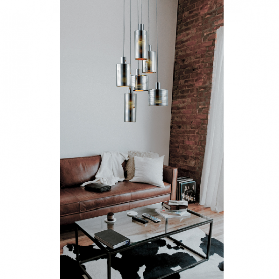 CHARLOTTE 6ΦΩΤΟ ΚΡΕΜΑΣΤΟ ΦΩΤΙΣΤΙΚΟ ΓΥΑΛΙ ΓΚΡΙ 48xH147cm