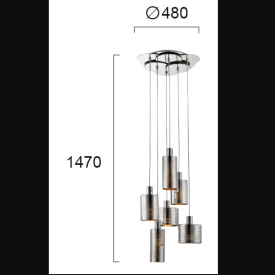 CHARLOTTE 6ΦΩΤΟ ΚΡΕΜΑΣΤΟ ΦΩΤΙΣΤΙΚΟ ΓΥΑΛΙ ΓΚΡΙ 48xH147cm