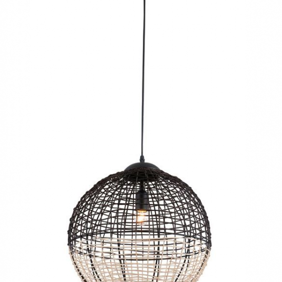 OMICRON Φωτιστικό με πλεκτό καλάθι σε φυσικό και μαύρο χρώμα 110xΦ300