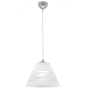 VERA Γυάλινο Φωτιστικό με χειροποίητο decor σε λευκό χρώμα με ανάρτηση νικελ ματ 110xΦ300x20