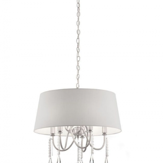 ELLARIA 5/Φωτο Μεταλλικό Φωτιστικό με Αμπαζούρ σε Γκρί χρώμα 120xΦ520