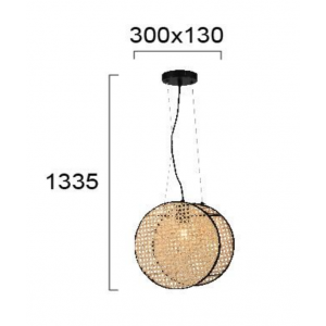 GHEISA ΚΡΕΜΑΣΤΟ ΦΩΤΙΣΤΙΚΟ ΜΟΝΟΦΩΤΟ RATTAN ΦΥΣΙΚΟ 30x13xH123cm