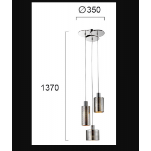 CHARLOTTE 3ΦΩΤΟ ΚΡΕΜΑΣΤΟ ΦΩΤΙΣΤΙΚΟ ΓΥΑΛΙ ΓΚΡΙ 35xH137cm