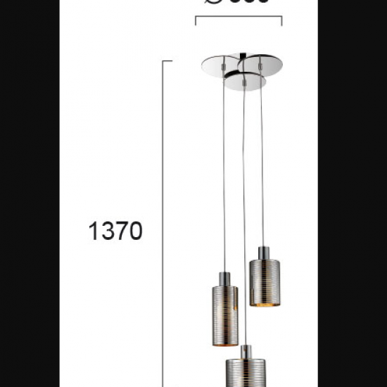 CHARLOTTE 3ΦΩΤΟ ΚΡΕΜΑΣΤΟ ΦΩΤΙΣΤΙΚΟ ΓΥΑΛΙ ΓΚΡΙ 35xH137cm
