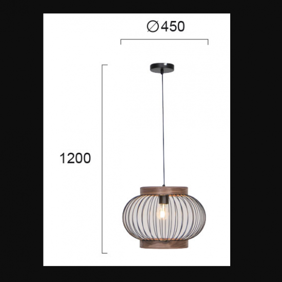 DARLING ΚΡΕΜΑΣΤΟ ΦΩΤΙΣΤΙΚΟ ΜΕΤΑΛΛΟ ΜΑΥΡΟ Φ45xH120cm