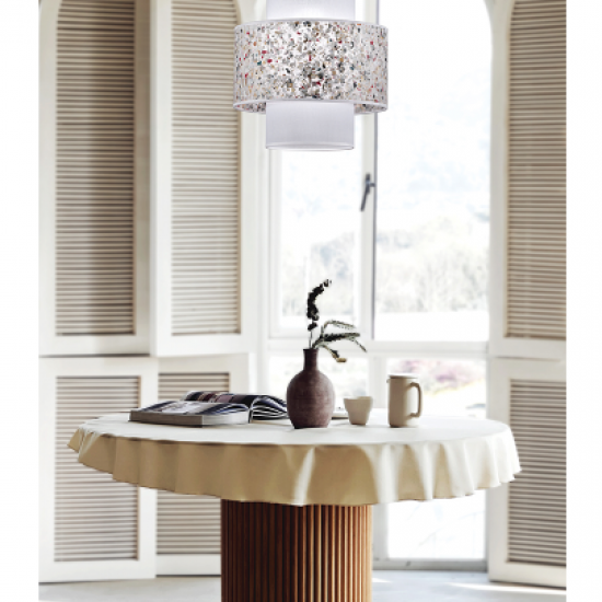 MOZAIKA ΚΡΕΜΑΣΤΟ ΦΩΤΙΣΤΙΚΟ ΜΟΝΟΦΩΤΟ ΥΦΑΣΜΑ ΛΕΥΚΟ Φ35xH170cm