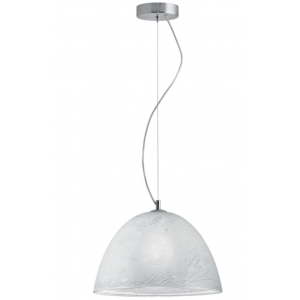 FACTORY Γυάλινο Φωτιστικό με χειροποίητο decor σε λευκό χρώμα 110xΦ350x22