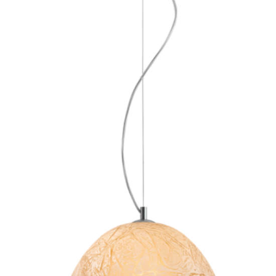 FACTORY Γυάλινο Φωτιστικό με χειροποίητο decor σε μελί χρώμα 110xΦ350x22