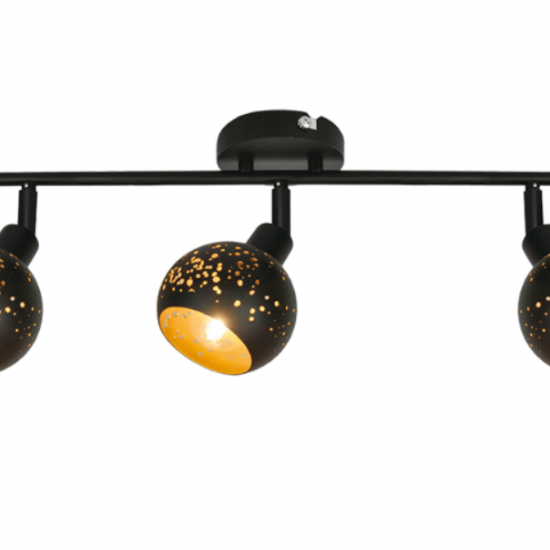 GALAXY Μεταλλικό 3/φωτο Σποτ σε μαύρο χρώμα 19x60
