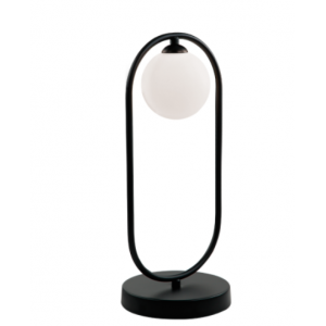 FANCY Μεταλλικό  Πορτατιφ με γυαλί λευκό οπάλ  σατινάτο σε μαύρο χρώμα 43xΦ170