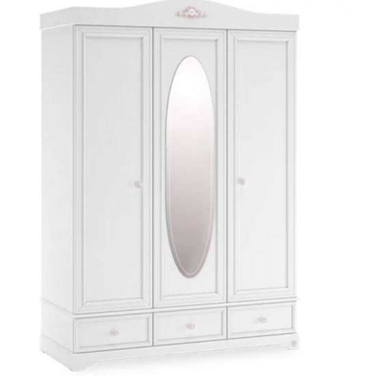 RUSTIC WHITE ΠΑΙΔΙΚΗ ΝΤΟΥΛΑΠΑ 3ΦΥΛΛΗ 140x60xH204cm