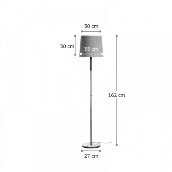 Επιδαπέδιο φωτιστικό από λευκό μέταλλο.