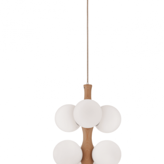 THEMIS Ξύλινο  Φωτιστικό σε φυσικό χρώμα 120xΦ370x50