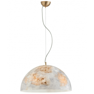 DUOMO Γυάλινο Φωτιστικό με χειροποίητο decor σε λευκό με χρυσό 120xΦ500x25