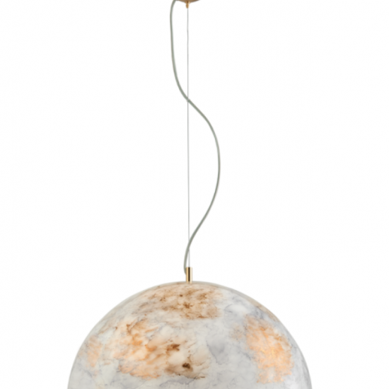 DUOMO Γυάλινο Φωτιστικό με χειροποίητο decor σε λευκό με χρυσό 120xΦ500x25