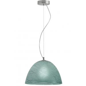 FACTORY Γυάλινο Φωτιστικό με χειροποίητο decor σε Πετρόλ χρώμα 110xΦ350x22