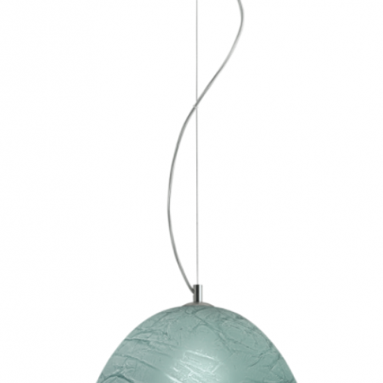 FACTORY Γυάλινο Φωτιστικό με χειροποίητο decor σε Πετρόλ χρώμα 110xΦ350x22