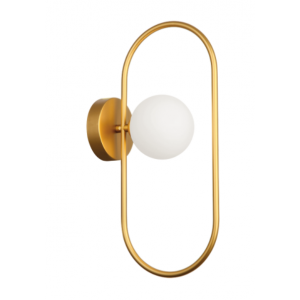 FANCY Μεταλλική  Απλίκα με γυαλί λευκό οπαλ σατινάτο σε χρυσό χρώμα 39x10xP200