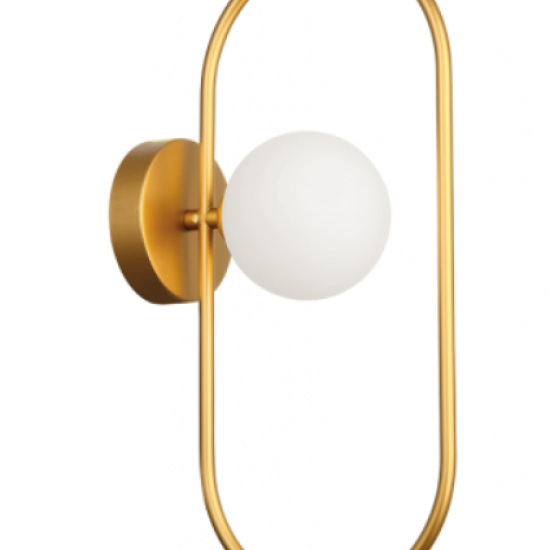 FANCY Μεταλλική  Απλίκα με γυαλί λευκό οπαλ σατινάτο σε χρυσό χρώμα 39x10xP200