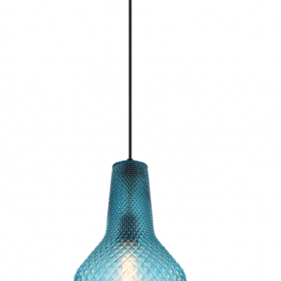 SOLETO Φωτιστικό γυάλινο σε μπλε χρώμα 170xΦ250x42.5