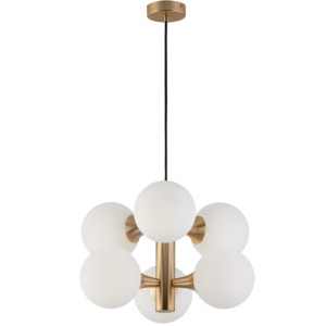 GLOBE 6/φωτο Μεταλλικό Φωτιστικό με γυαλί σε λευκό οπαλ ματ 100xΦ465x28