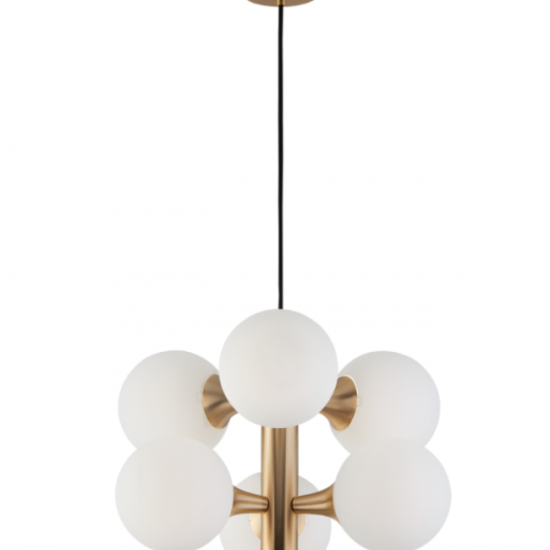 GLOBE 6/φωτο Μεταλλικό Φωτιστικό με γυαλί σε λευκό οπαλ ματ 100xΦ465x28