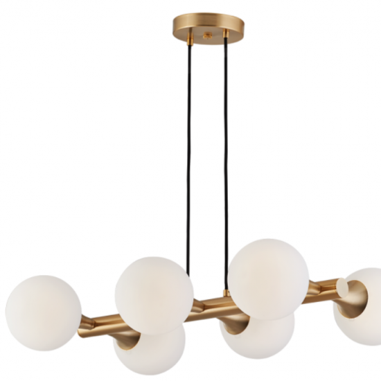 GLOBE Μεταλλική Ράγα με γυαλί λευκό οπαλ ματ 90x78x48