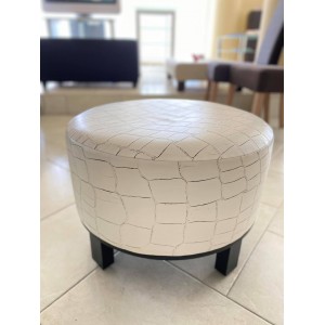 Σκαμπώ PU στρογγυλό λευκό