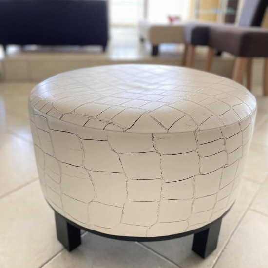 Σκαμπώ PU στρογγυλό λευκό