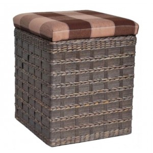 Σκαμπώ μπαμπού/υφασμάτινο καφέ/μπεζ 34x41εκ