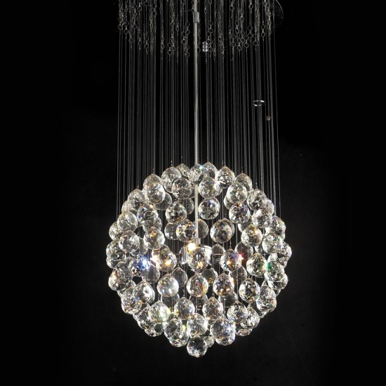 Κρεμαστό Φωτιστικό Πολύφωτο με Κρύσταλλα για 4 Λαμπτήρες G9 σε Ασημί Χρώμα