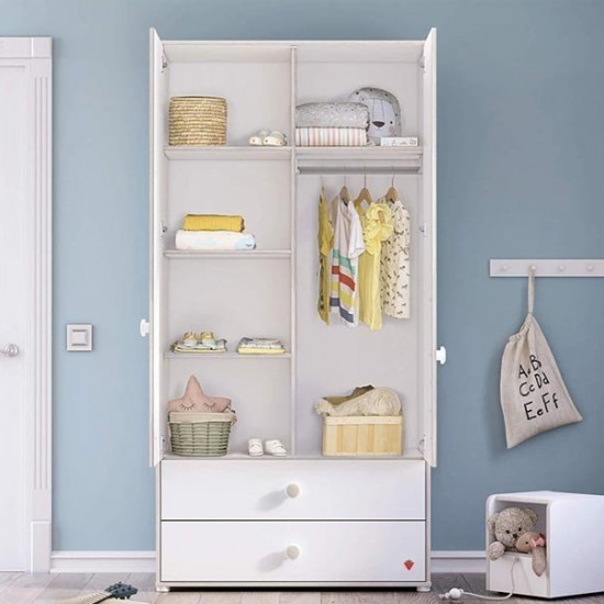 ΠΑΙΔΙΚΗ ΝΤΟΥΛΑΠΑ 2ΦΥΛΛΗ MONTES WHITE 101x53xH202cm