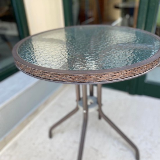 ΤΡΑΠΕΖΙΜΕΤΑΛΛΙΚΟ ΚΑΦΕ ΜΕ ΠΛΕΞΗ  Φ60 60Χ70Η