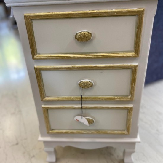 ΚΟΜΟΔΙΝΟ ΞΥΛΙΝΟ ΛΕΥΚΟ-ΧΡΥΣΟ  68Χ40 CM