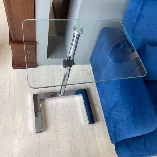 Τραπεζάκι βοηθητικό ρυθμιζόμενο γυάλινο 50χ35χ73Η