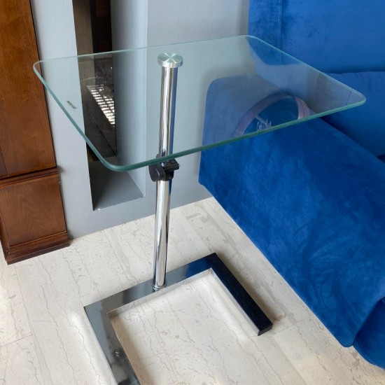 Τραπεζάκι βοηθητικό ρυθμιζόμενο γυάλινο 50χ35χ73Η