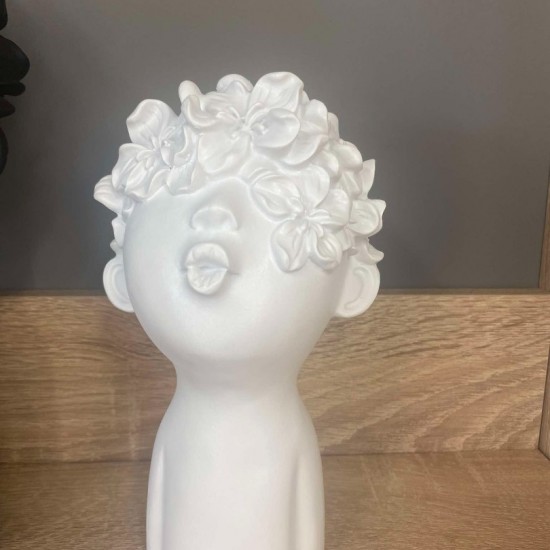 WHISP DECO ΠΡΟΣΩΠΟ POLYRESIN ΛΕΥΚΟ 11,5x12xH20,5cm