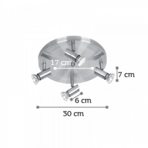 Επιτοίχιο σποτ από μέταλλο σε νίκελ ματ απόχρωση 4XGU10 D:30cm