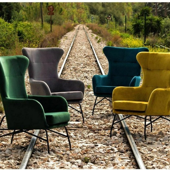 Πολυθρόνα Mono από Βελούδο - Σμαραγδί