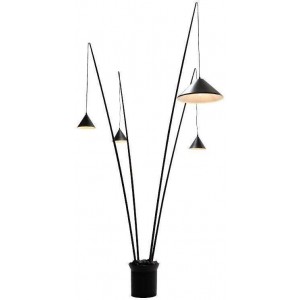 ΔΑΠΕΔΟΥ 4ΦΩΤΟ ΜΑΥΡΟ ΜΕΤΑΛΛΟ ΚΑΙ ΡΗΤΙΝΗ D100 H250cm 4ΧE27 DELIA