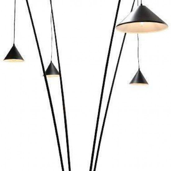 ΔΑΠΕΔΟΥ 4ΦΩΤΟ ΜΑΥΡΟ ΜΕΤΑΛΛΟ ΚΑΙ ΡΗΤΙΝΗ D100 H250cm 4ΧE27 DELIA