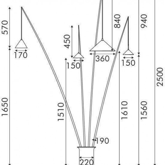 ΔΑΠΕΔΟΥ 4ΦΩΤΟ ΜΑΥΡΟ ΜΕΤΑΛΛΟ ΚΑΙ ΡΗΤΙΝΗ D100 H250cm 4ΧE27 DELIA