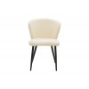 Καρέκλα  εκρού μπουκλέ ύφασμα-πόδι μαύρο μέταλλο 55x53x80εκ
