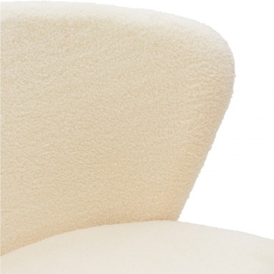 Καρέκλα  εκρού μπουκλέ ύφασμα-πόδι μαύρο μέταλλο 55x53x80εκ