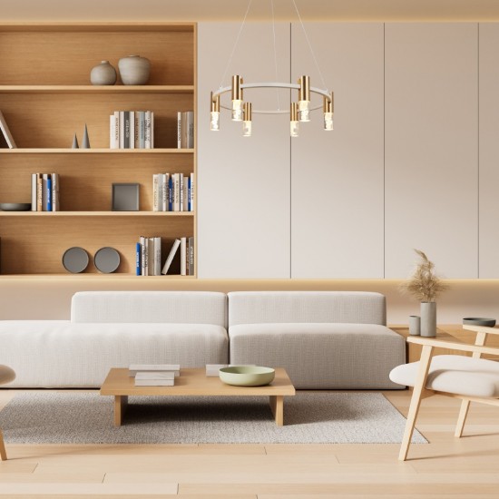 Κρεμαστό Φωτιστικό Λευκό LED με Ρυθμιζόμενο Λευκό Φως 60.6x60.6x150εκ.